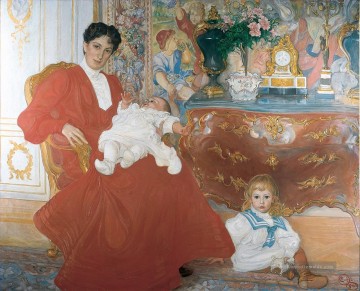  alt - mrs dora lamm und ihre beiden ältesten Söhne 1903 Carl Larsson